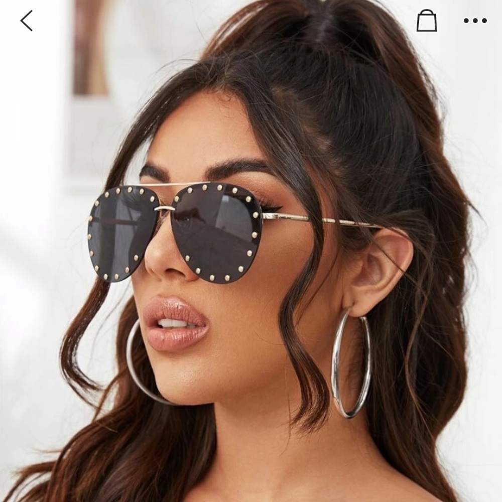 Studded Aviator Sunglasses